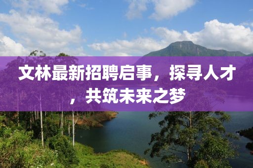 文林最新招聘启事，探寻人才，共筑未来之梦