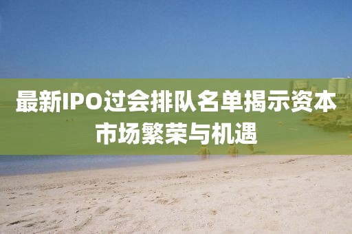 最新IPO过会排队名单揭示资本市场繁荣与机遇