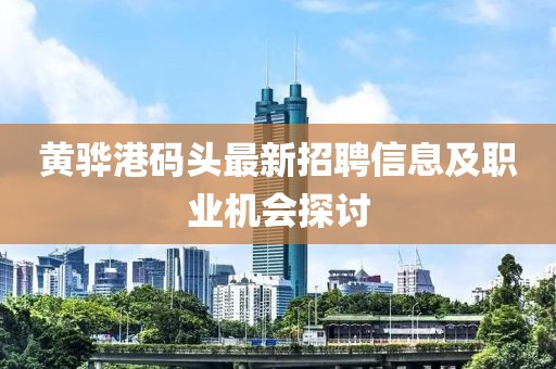 黄骅港码头最新招聘信息及职业机会探讨
