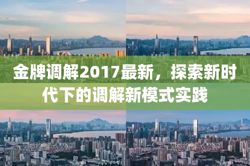 金牌调解2017最新，探索新时代下的调解新模式实践