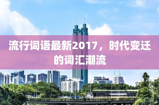 流行词语最新2017，时代变迁的词汇潮流