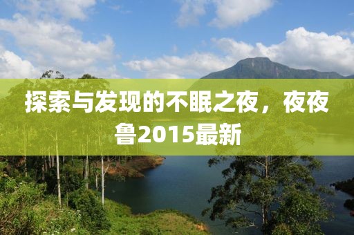 探索与发现的不眠之夜，夜夜鲁2015最新