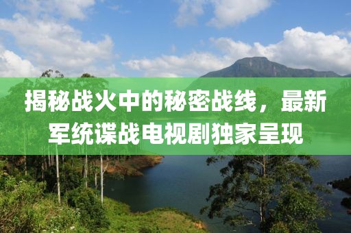 揭秘战火中的秘密战线，最新军统谍战电视剧独家呈现