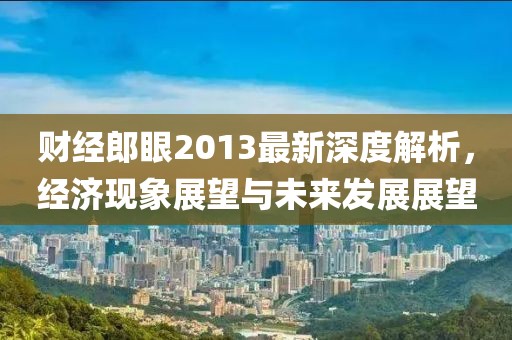 财经郎眼2013最新深度解析，经济现象展望与未来发展展望