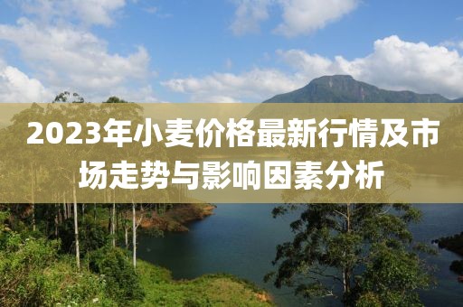 2023年小麦价格最新行情及市场走势与影响因素分析
