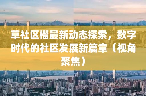 草社区榴最新动态探索，数字时代的社区发展新篇章（视角聚焦）
