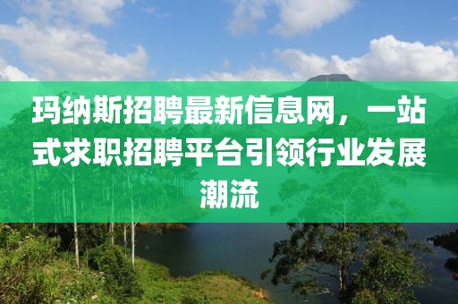 玛纳斯招聘最新信息网，一站式求职招聘平台引领行业发展潮流