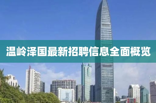 温岭泽国最新招聘信息全面概览