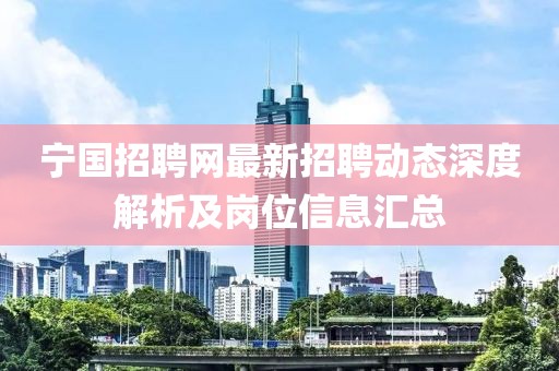 宁国招聘网最新招聘动态深度解析及岗位信息汇总