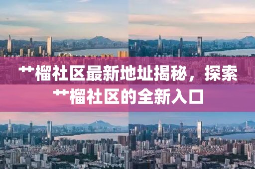艹榴社区最新地址揭秘，探索艹榴社区的全新入口