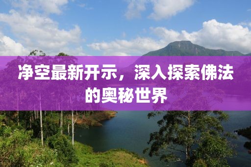 净空最新开示，深入探索佛法的奥秘世界