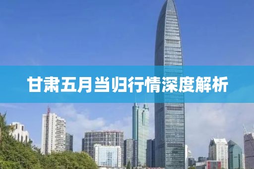 甘肃五月当归行情深度解析