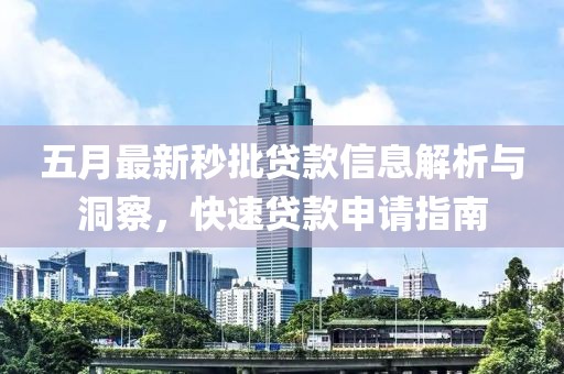 五月最新秒批贷款信息解析与洞察，快速贷款申请指南
