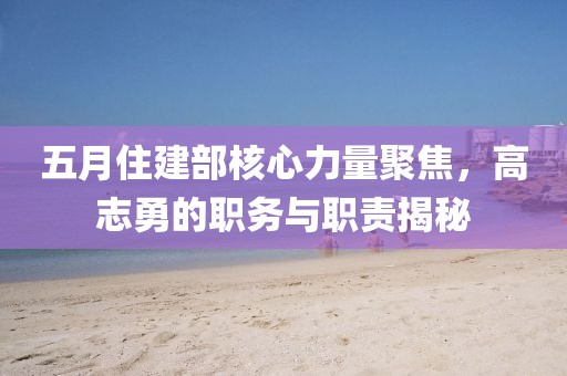 五月住建部核心力量聚焦，高志勇的职务与职责揭秘