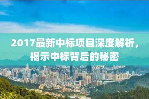 2017最新中标项目深度解析，揭示中标背后的秘密